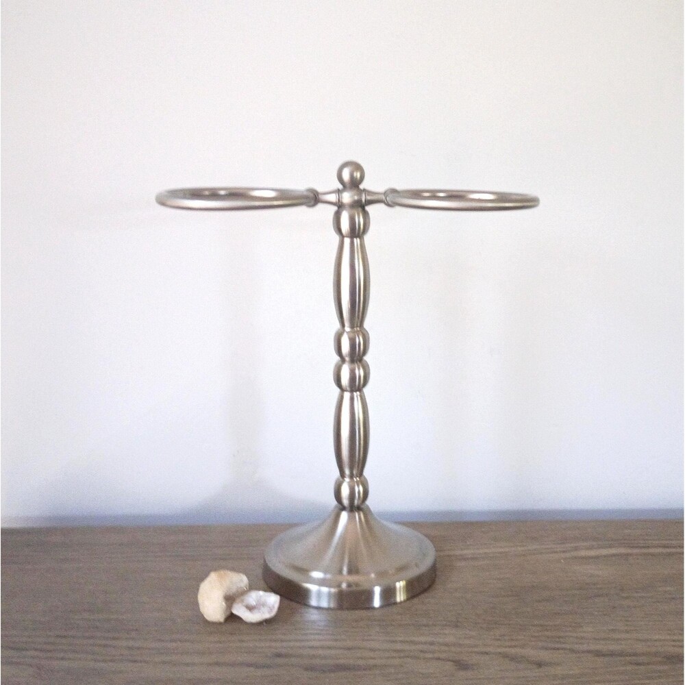 Vintage Silver Nickle Towel Holder Towel Ring Bathroom Decor Countertop Stand